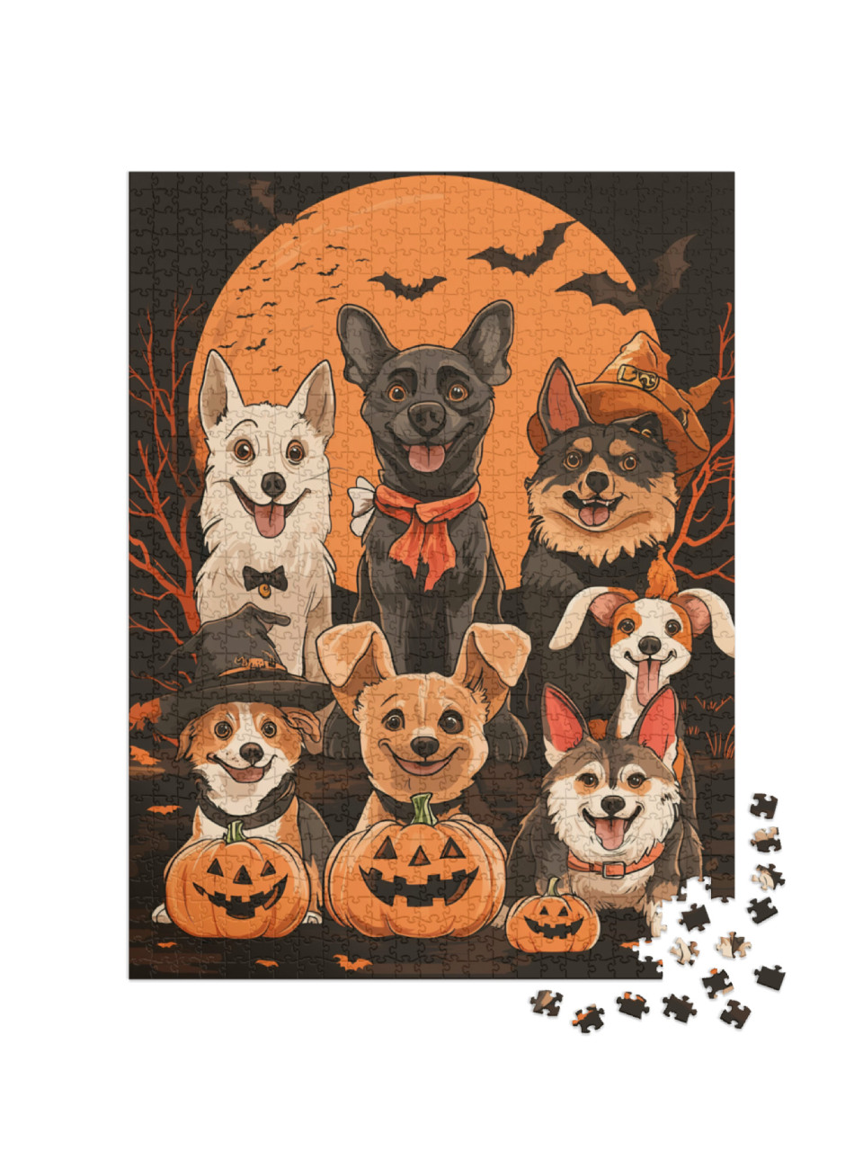 Puzzel 1000 stukjes „Hondenliefhebbers op Halloween“
