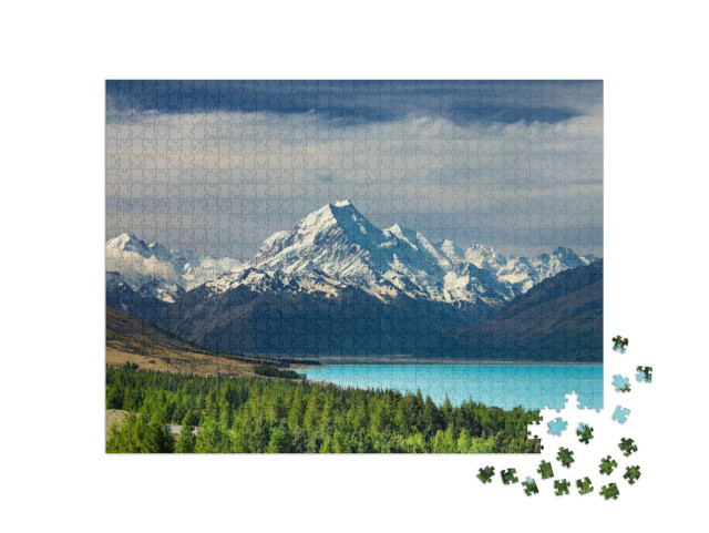 Puzzel 1000 stukjes „Mount Cook en Lake Pukaki, Nieuw-Zeeland“
