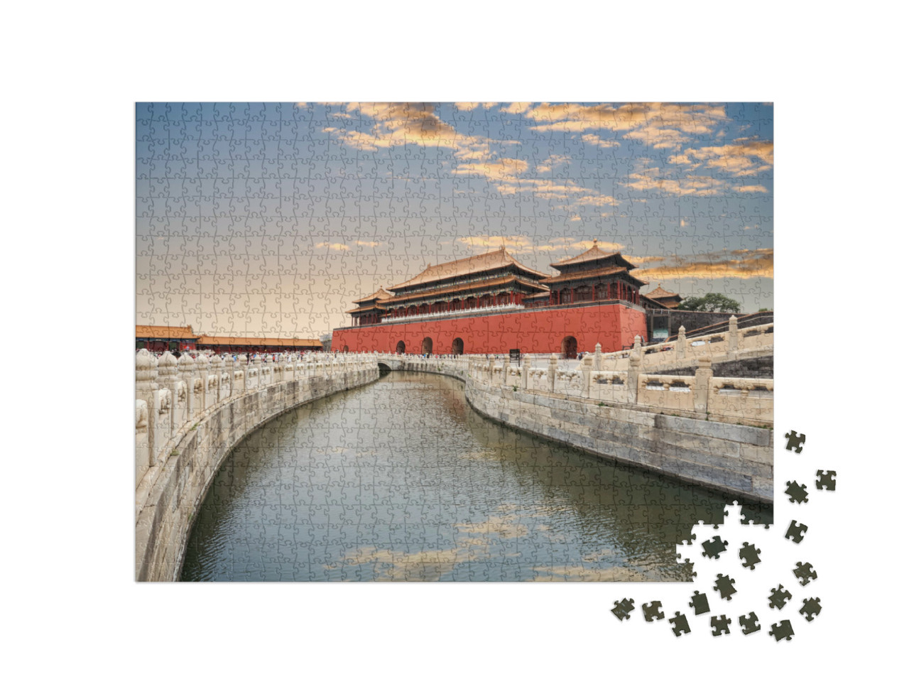 Puzzel 1000 stukjes „Golden Water Bridge bij zonsondergang, Beijing“