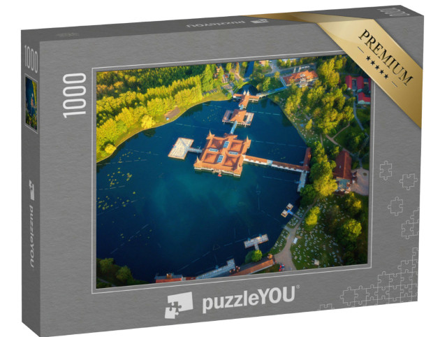 Puzzel 1000 stukjes „Luchtfoto van het beroemde Heviz meer in Hongarije“