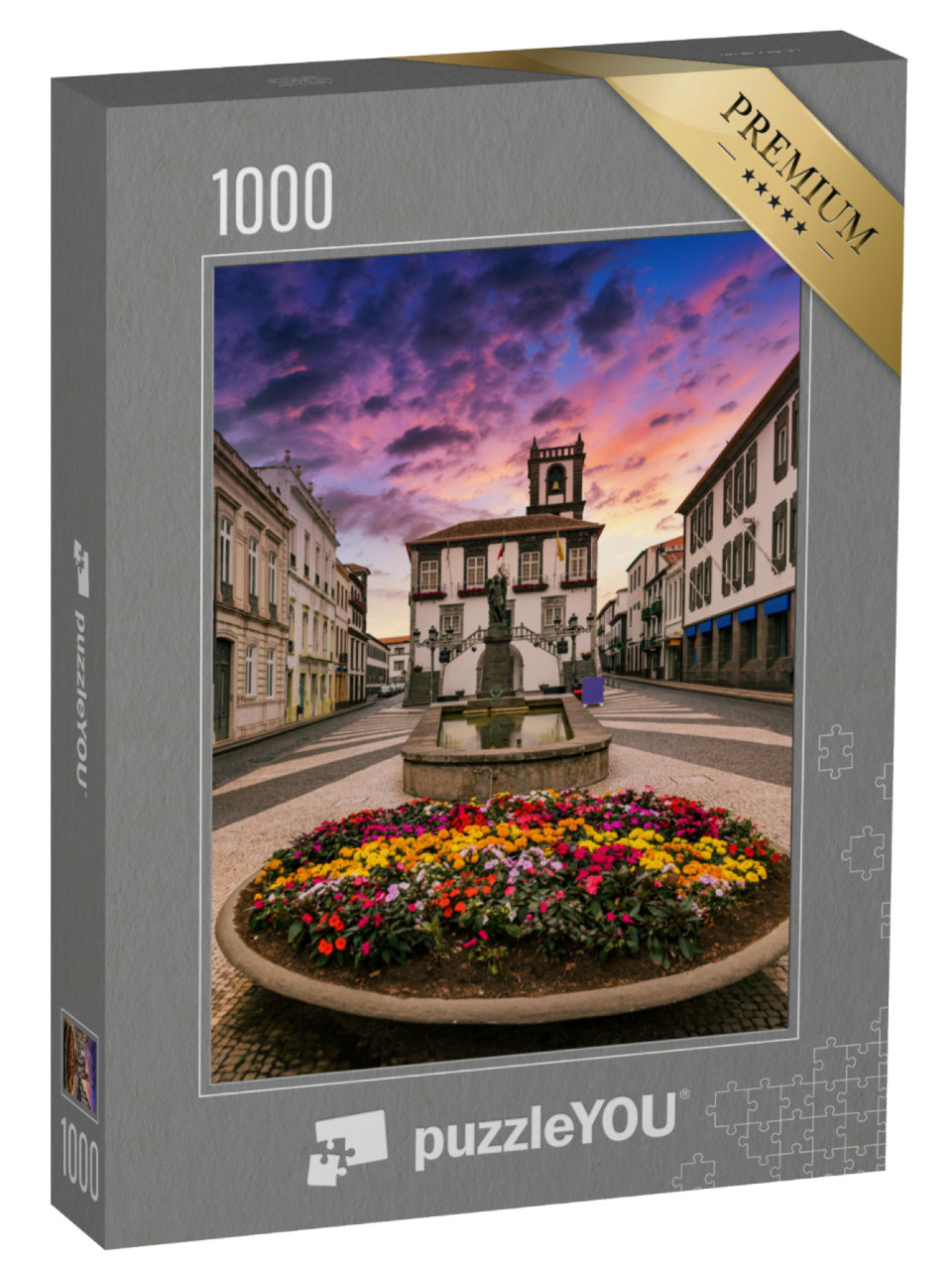 Puzzel 1000 stukjes „Stadhuis in Ponta Delgada, Azoren, Portugal“