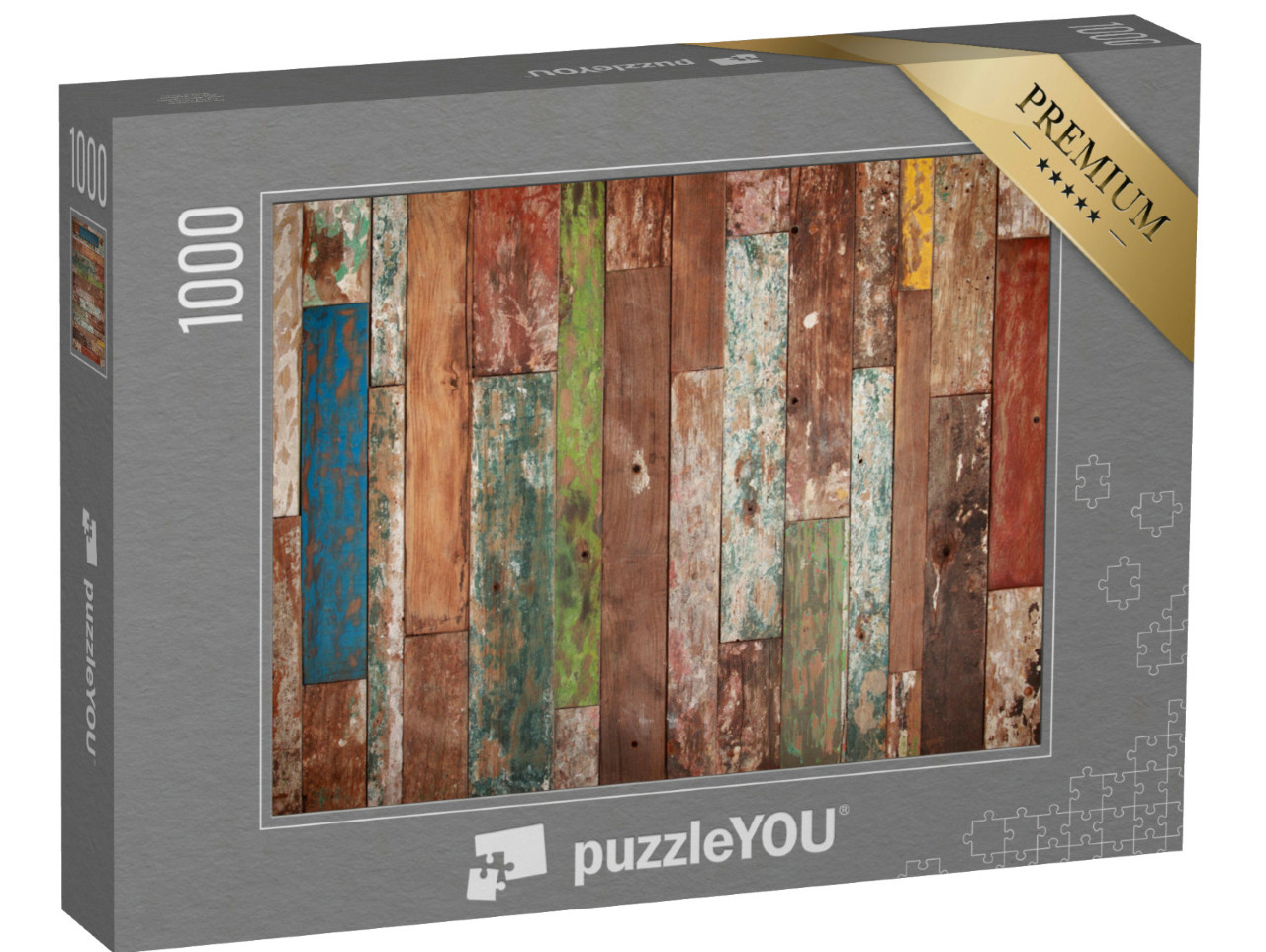 Puzzel 1000 stukjes „Gekleurde houten vloerdelen in grungelook“