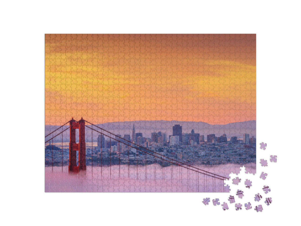 Puzzel 1000 stukjes „Mistige ochtend bij de Golden Gate Bridge“