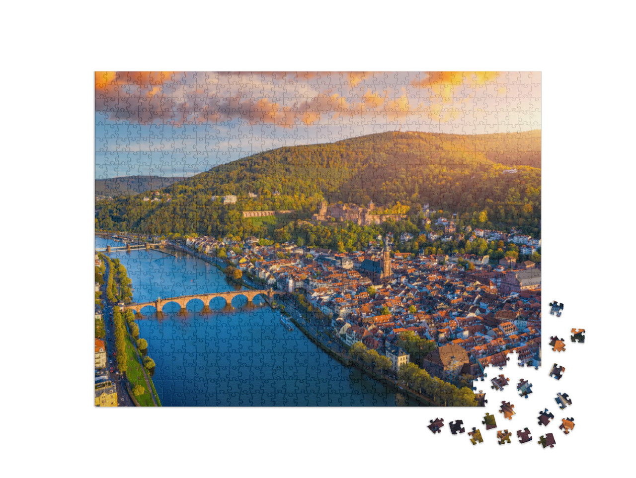 Puzzel 1000 stukjes „Heidelberg aan de Neckar“