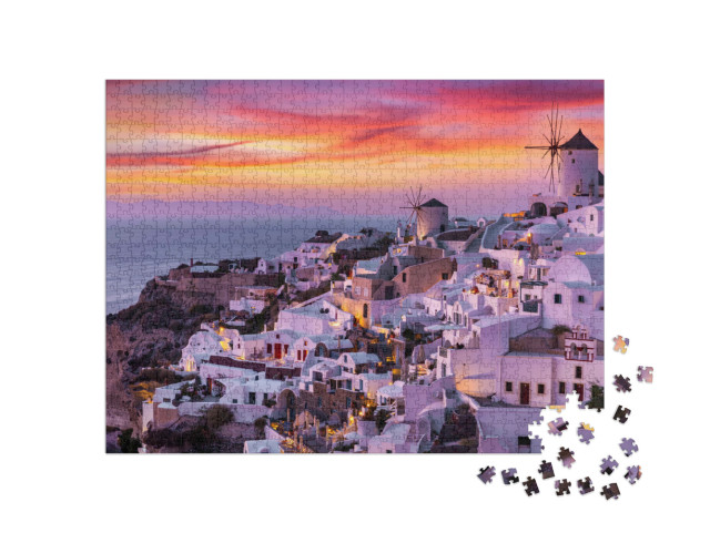 Puzzel 1000 stukjes „Dorp Oía op het eiland Santorini, Griekenland“