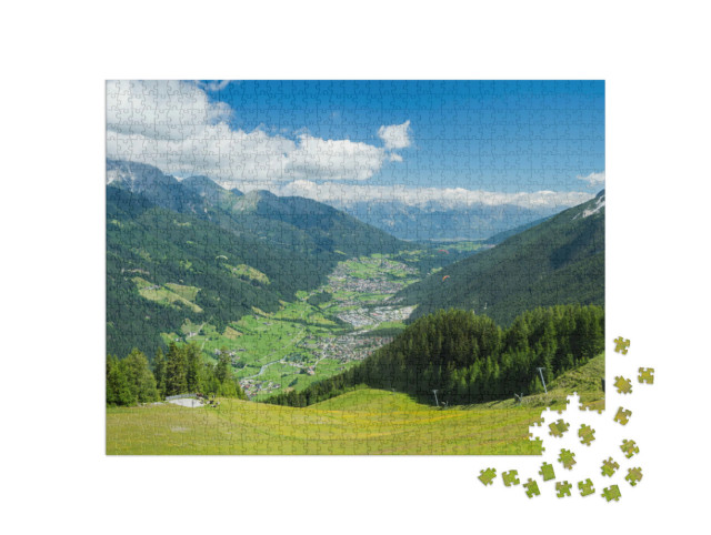 Puzzel 1000 stukjes „Uitzicht over het groene Stubaital“