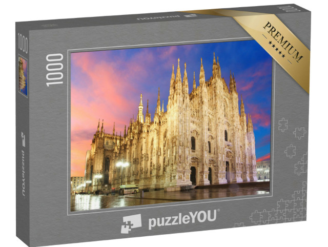 Puzzel 1000 stukjes „Kathedraal van Milaan bij schemering“