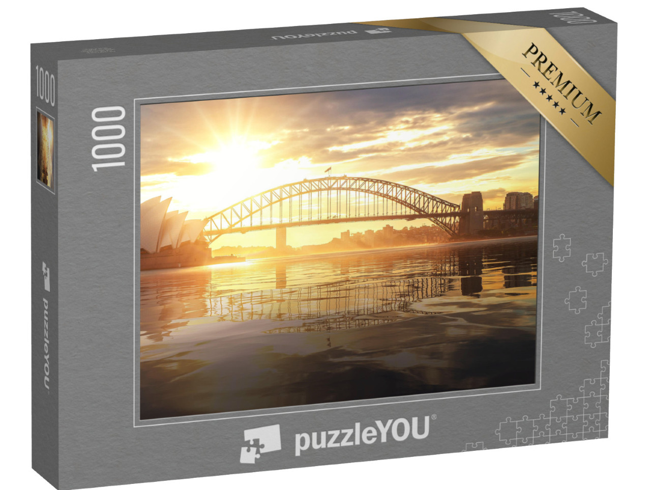 Puzzel 1000 stukjes „Sydney Opera House met Harbour Bridge bij zonsondergang, Australië“