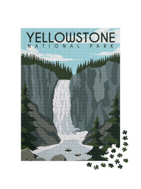Puzzel 1000 stukjes „Vectorillustratie: Nationaal park Yellowstone“