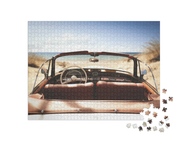 Puzzel 1000 stukjes „Een auto op het strand in de zomer“