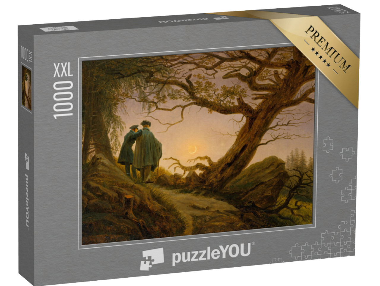 Puzzel 1000 stukjes XXL „Caspar David Friedrich - Twee mannen kijken naar de maan“