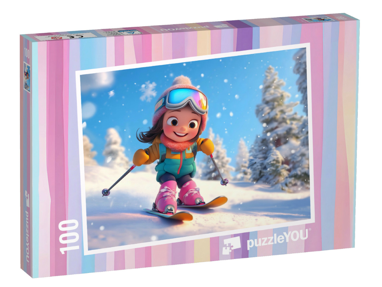Puzzel 100 stukjes „Skiplezier op de witte piste“
