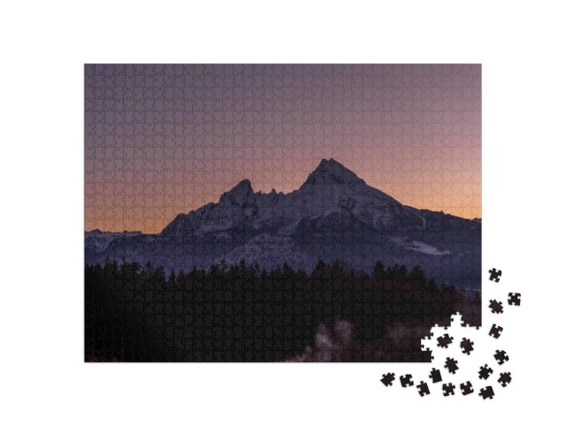 Puzzel 1000 stukjes „Zonsondergang over de Watzmann, Berchtesgaden, Duitsland“