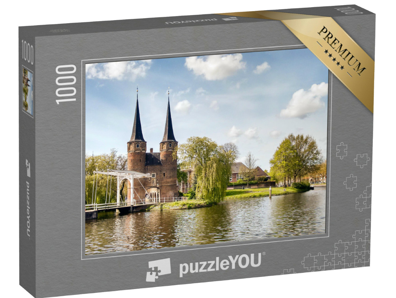 Puzzel 1000 stukjes „Ophaalbrug Delft Oostpoort, Nederland“