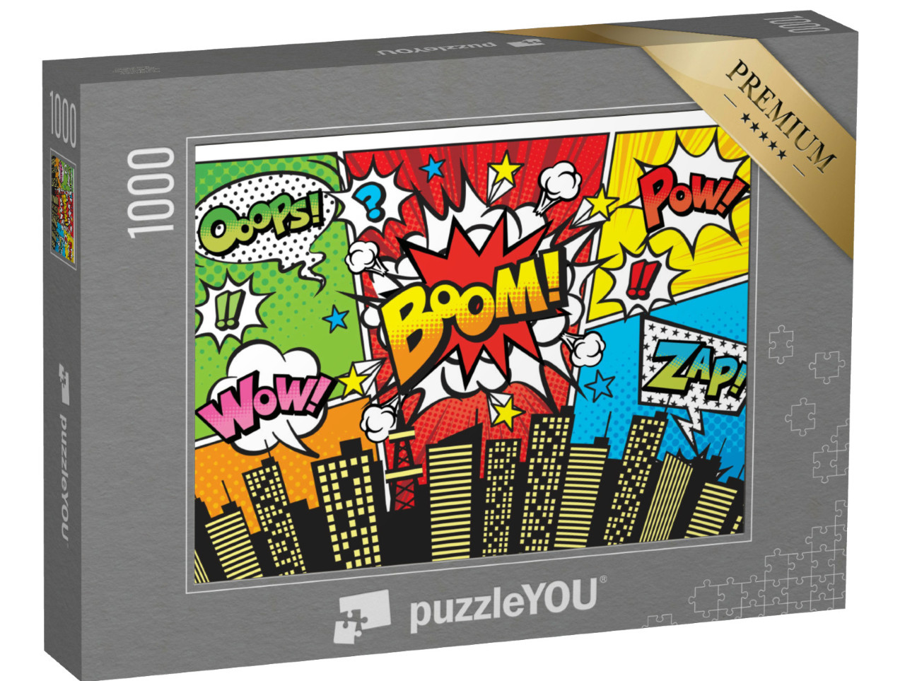 Puzzel 1000 stukjes „Stedelijke achtergrond met tekstballonnen in komische stijl“