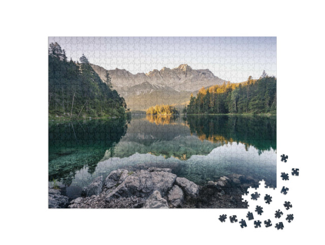 Puzzel 1000 stukjes „Zugspitze gefotografeerd vanaf de Eibsee“