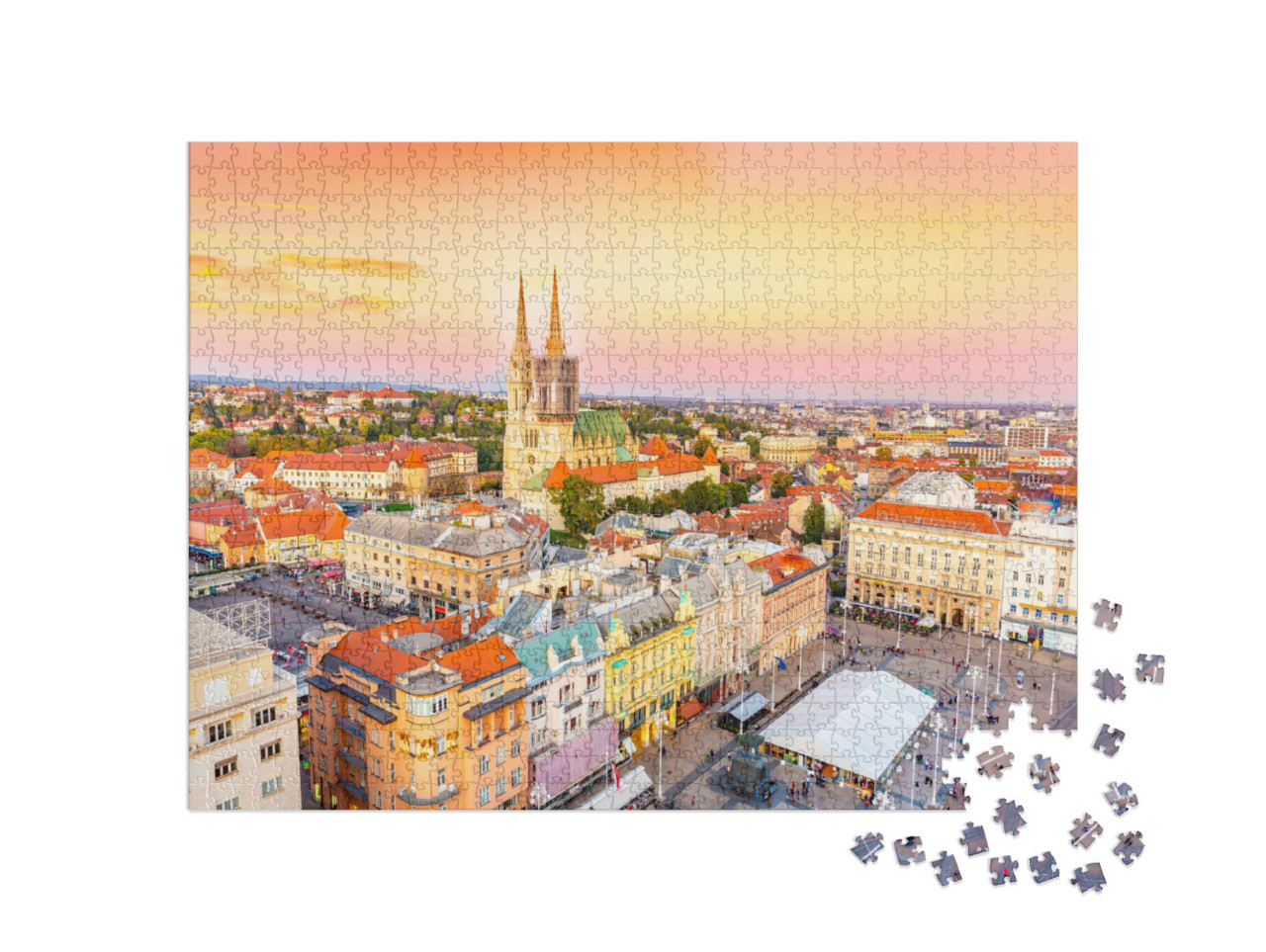Puzzel 1000 stukjes „Ban Jelacic-plein in Zagreb, Kroatië“