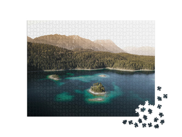 Puzzel 1000 stukjes „Eilanden in de prachtige Eibsee in Beieren, Duitsland“