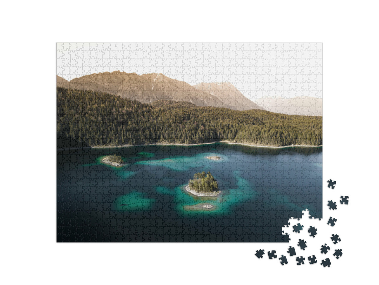 Puzzel 1000 stukjes „Eilanden in de prachtige Eibsee in Beieren, Duitsland“