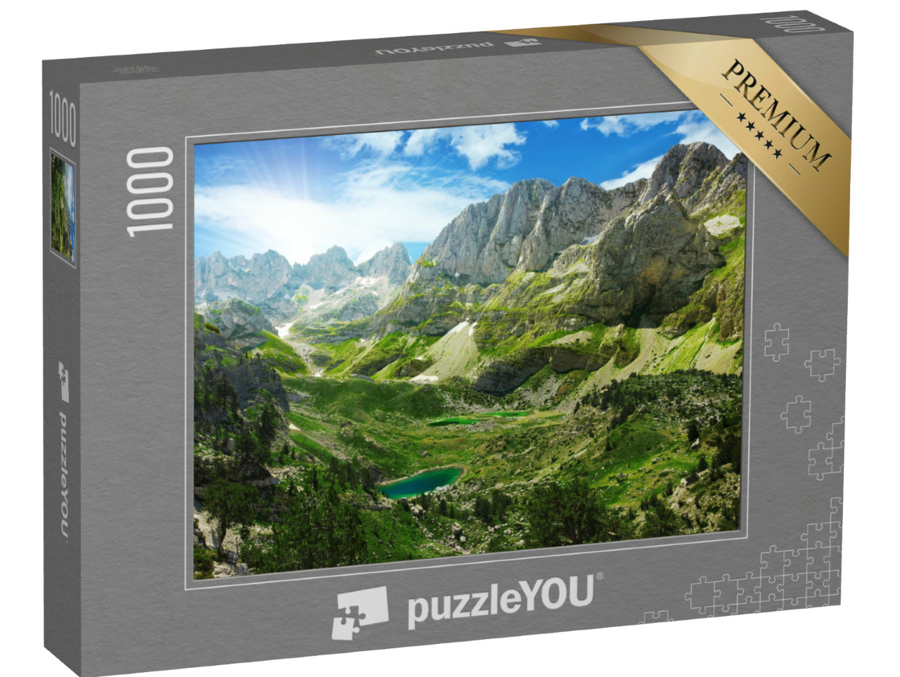 Puzzel 1000 stukjes „Verbazingwekkend uitzicht op bergmeren in de Albanese Alpen“
