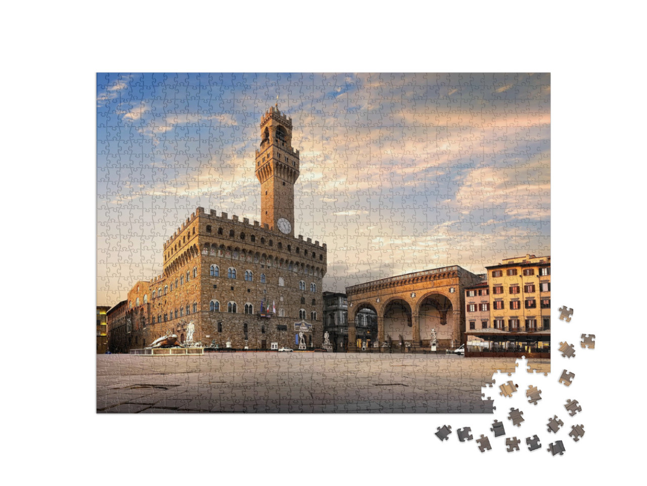 Puzzel 1000 stukjes „Signoria plein bij zonsopgang, Florence, Italië“
