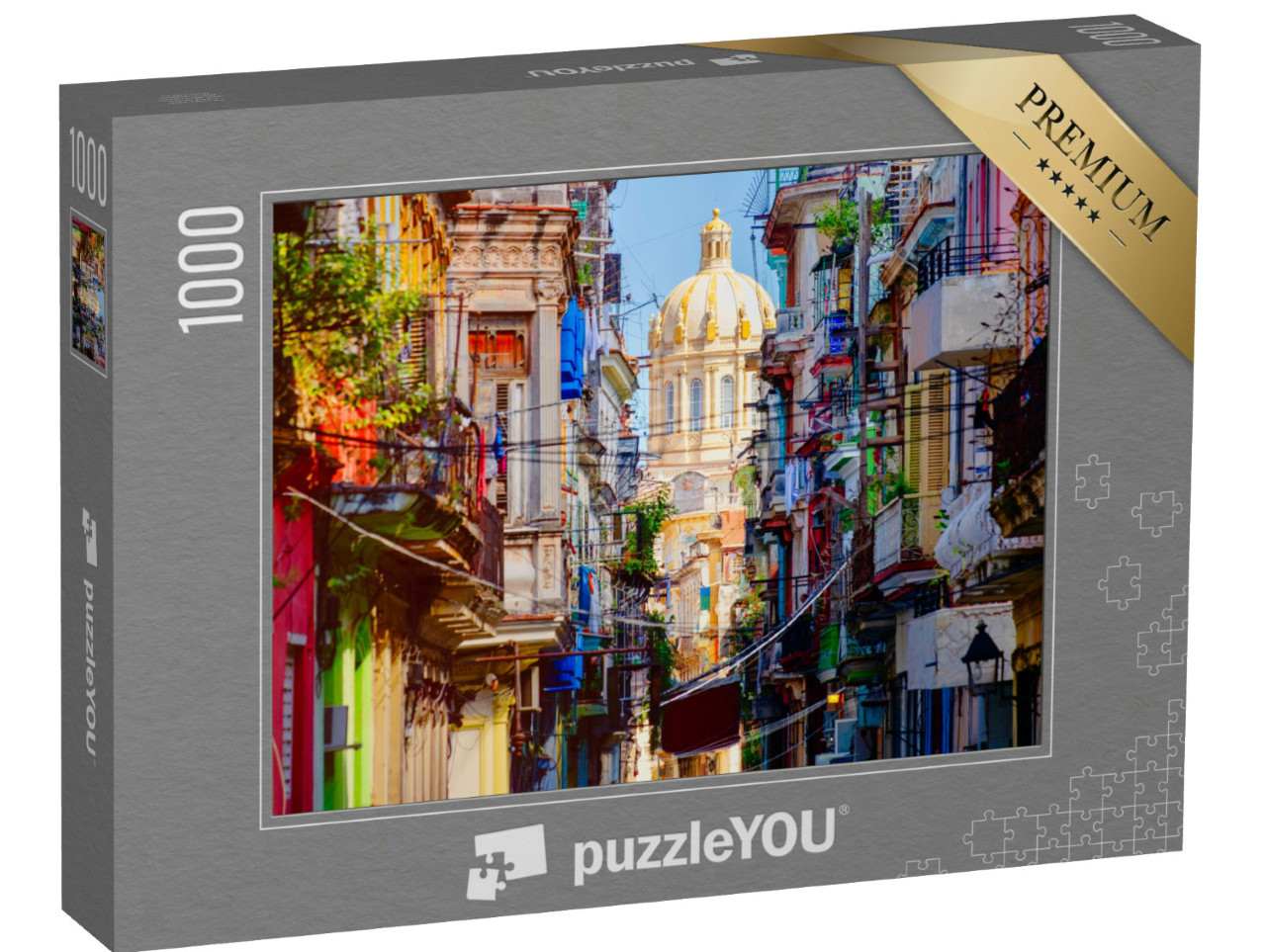 Puzzel 1000 stukjes „Kleurrijke straat in Havana, Cuba“