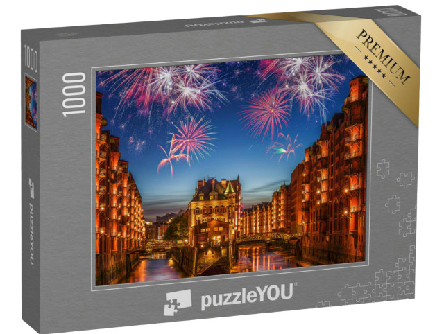 Puzzel 1000 stukjes „Vuurwerk boven Hamburg“