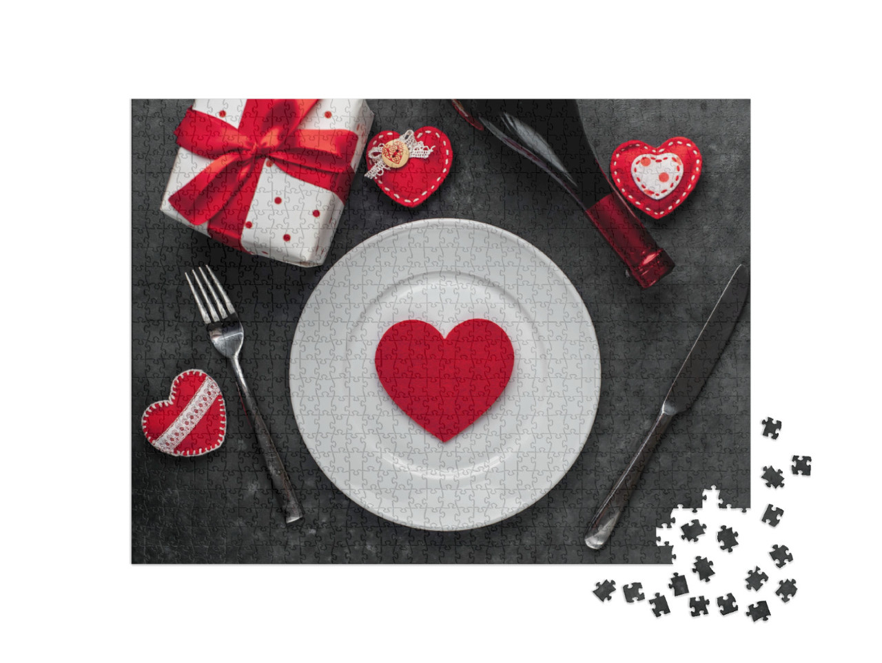 Puzzel 1000 stukjes „Romantische placemat op Valentijnsdag“