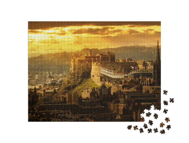 Puzzel 1000 stukjes „Betoverend kasteel van Edinburgh, Schotland“