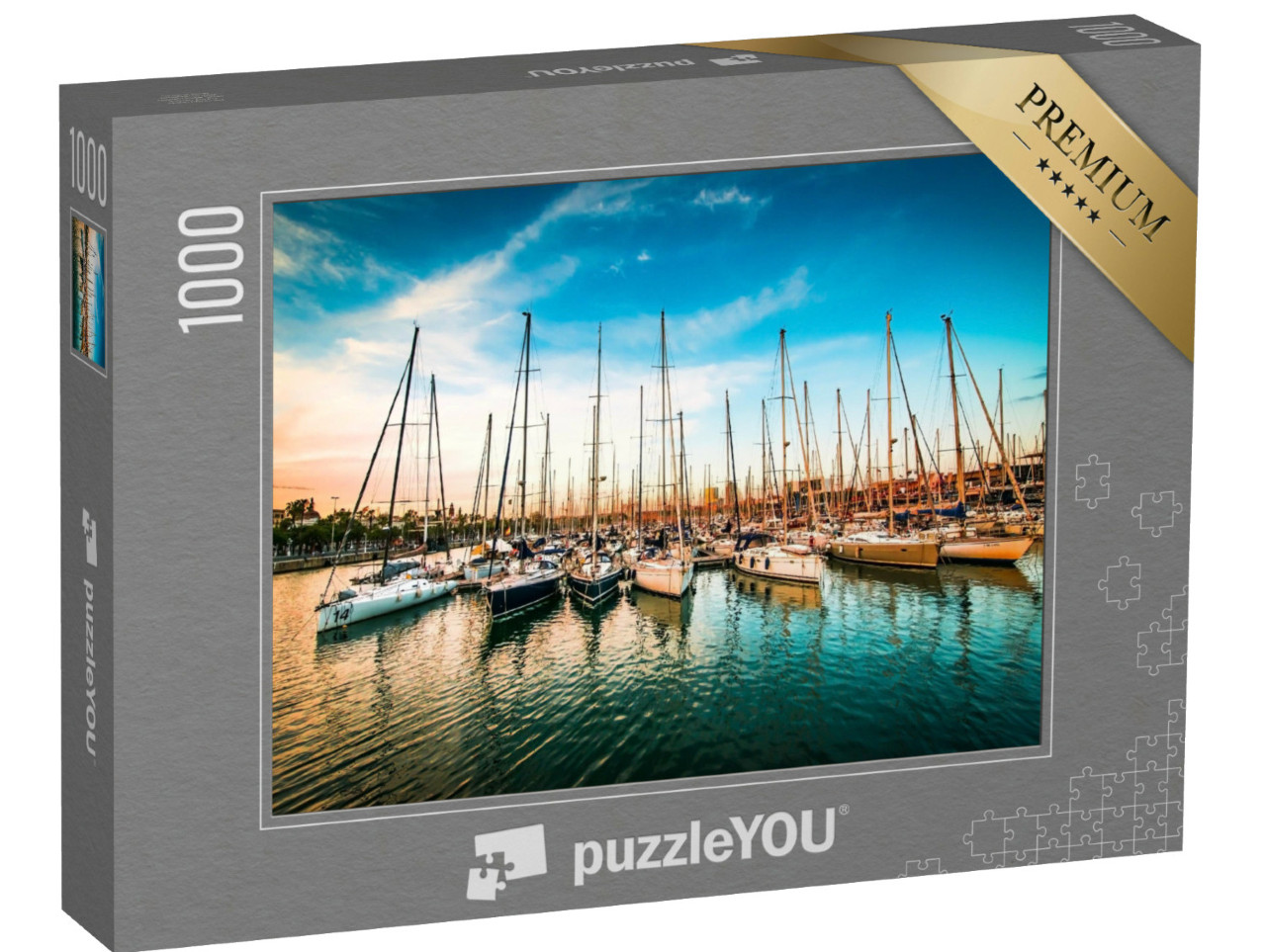 Puzzel 1000 stukjes „Baai met jachten bij zonsondergang“