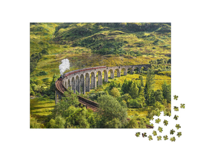 Puzzel 1000 stukjes „Glenfinnan spoorwegviaduct in Schotland met stoomtrein, Schotland“