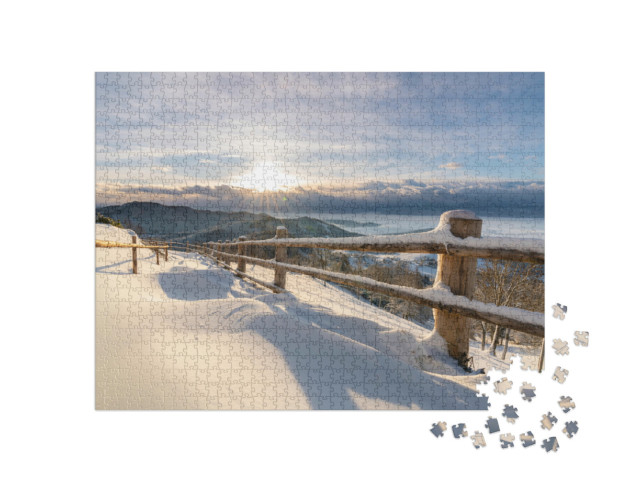 Puzzel 1000 stukjes „Magische winter zonsopgang boven de Magdalensberg“