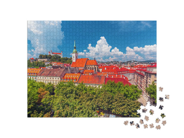 Puzzel 1000 stukjes „Uitzicht over het oude centrum van Bratislava, Slowakije“