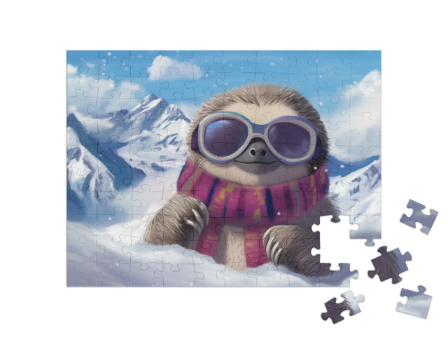 Puzzel 100 stukjes „Schluffi luiaard in een sneeuwparadijs“