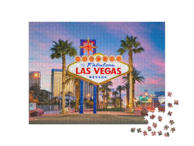 Puzzel 1000 stukjes „Welkom in Las Vegas bij schemering“