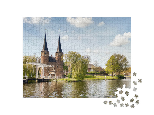 Puzzel 1000 stukjes „Ophaalbrug Delft Oostpoort, Nederland“
