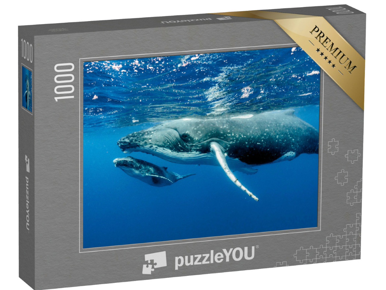 Puzzel 1000 stukjes „Twee bultruggen onder het oppervlak in de Stille Oceaan“
