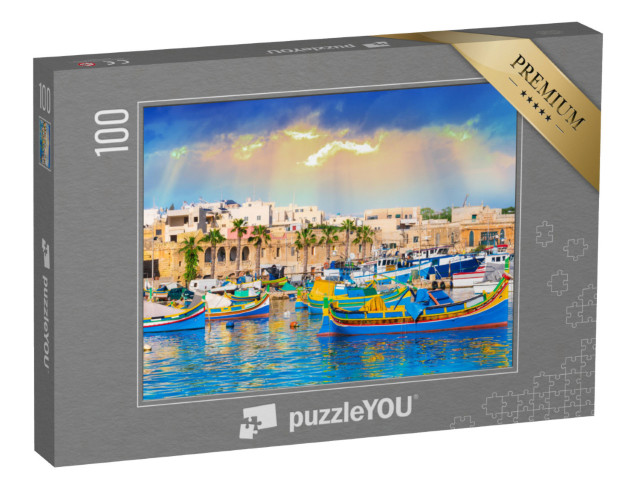 Puzzel 100 stukjes „Haven van het dorp Marsaxlokk op Malta“