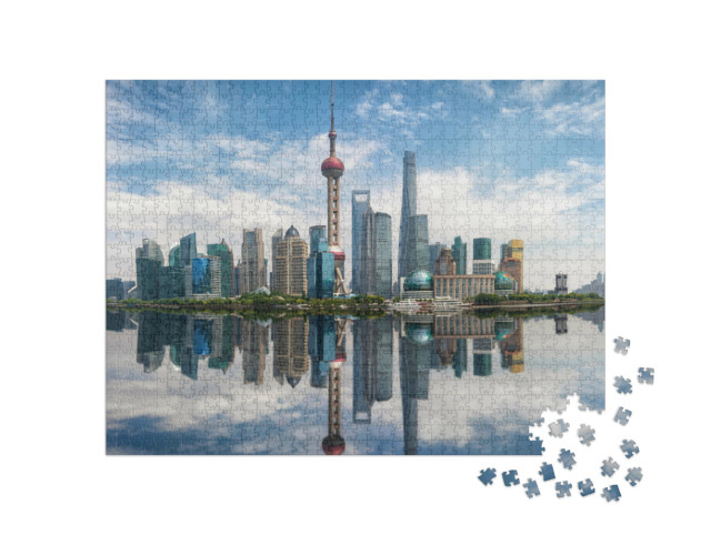 Puzzel 1000 stukjes „Indrukwekkende skyline van Shanghai, China“