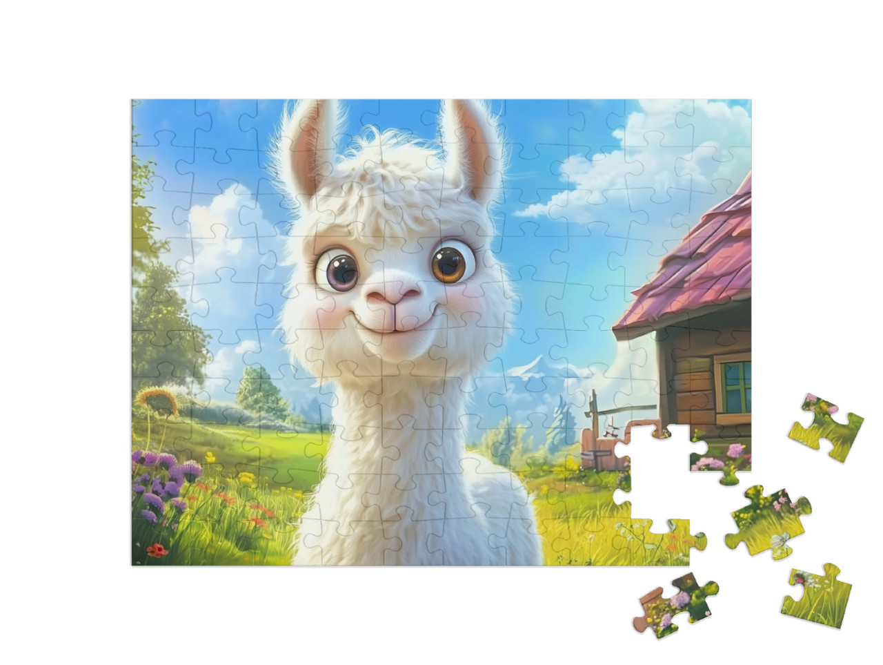 Puzzel 100 stukjes „Alpaca in de wei“