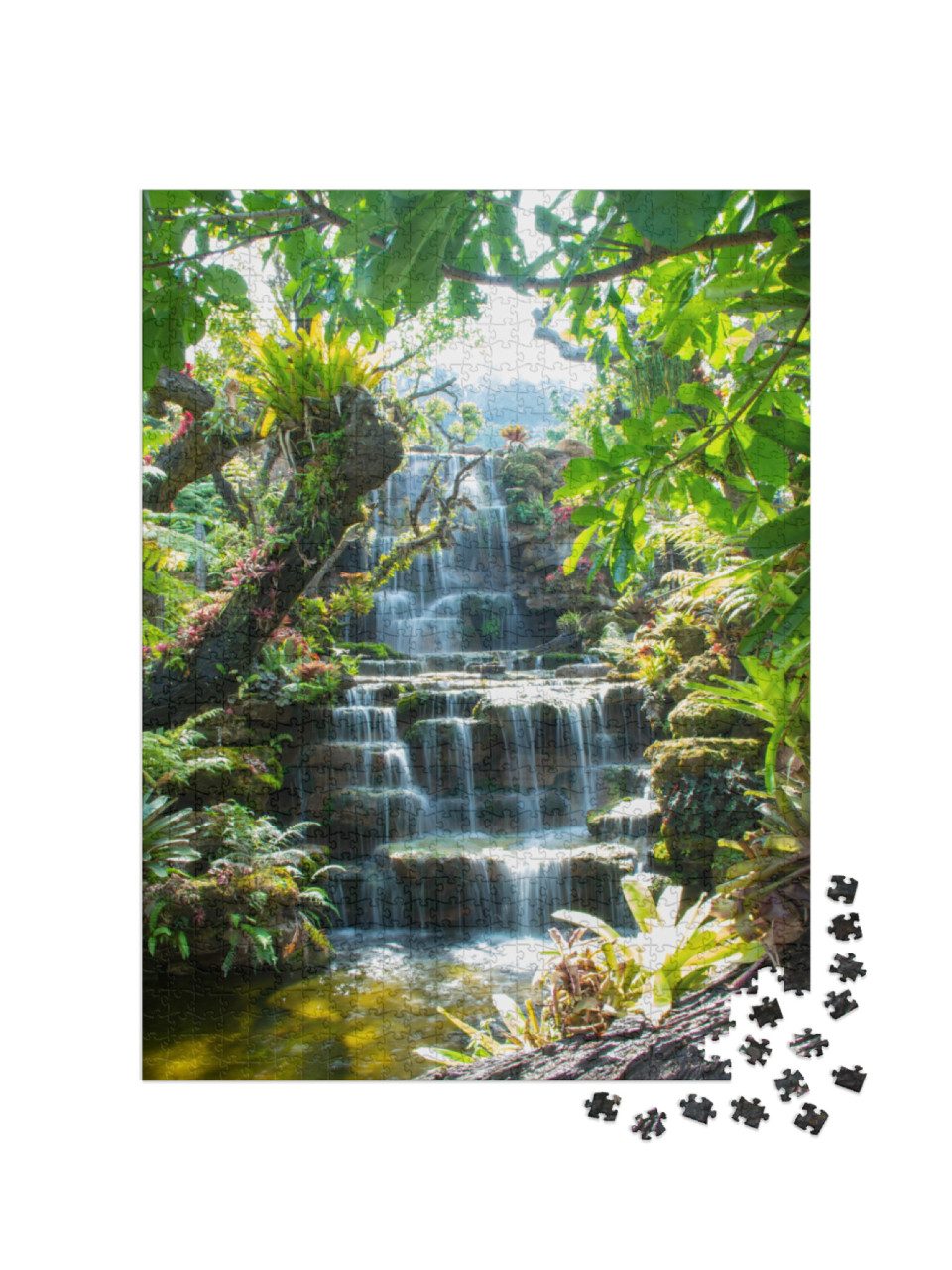 Puzzel 1000 stukjes „Idyllische waterval in het bos in Thailand“
