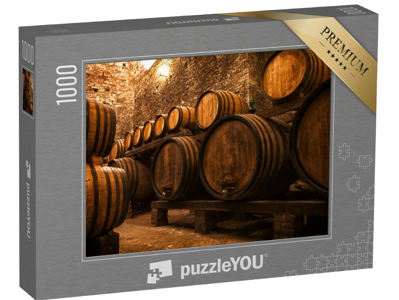 Puzzel 1000 stukjes „Wijnkelder met wijnvaten, Italië“