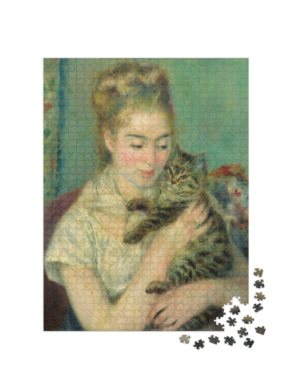 Puzzel 1000 stukjes „Auguste Renoir - Vrouw met kat“