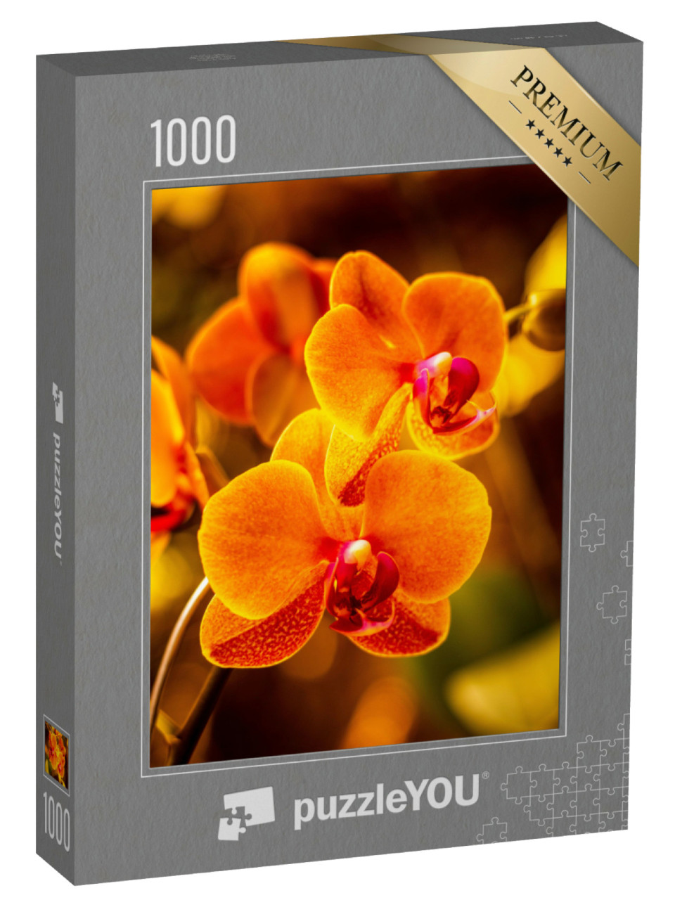 Puzzel 1000 stukjes „Fel oranje orchidee bloem“