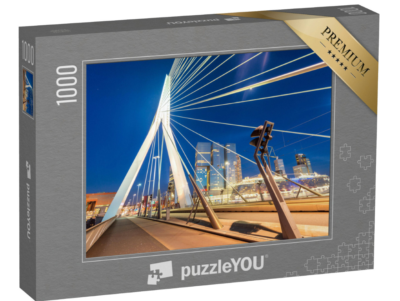 Puzzel 1000 stukjes „Rotterdam: moderne skyline bij nacht“