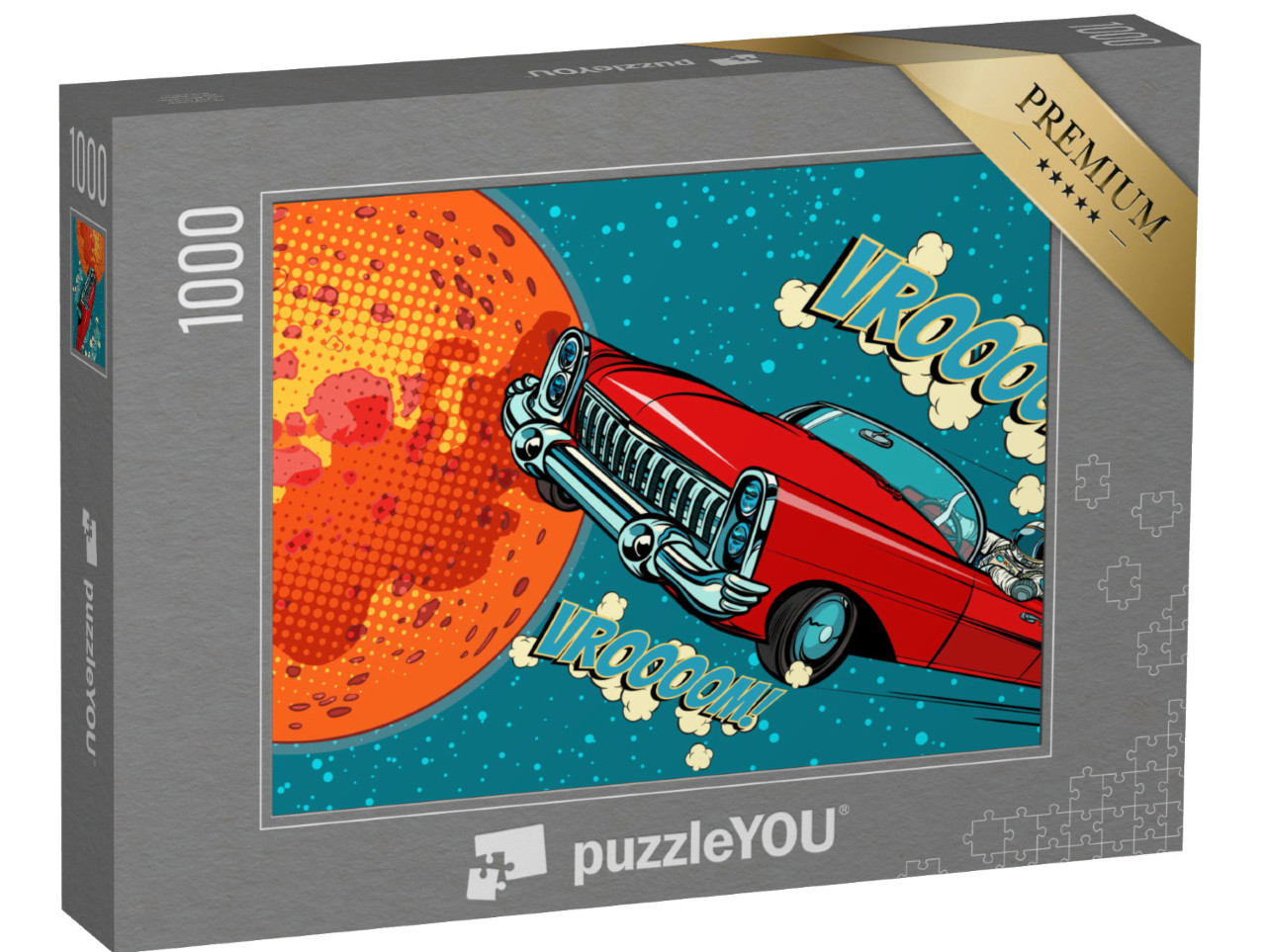 Puzzel 1000 stukjes „Stripverhaal: Astronaut met auto op Mars“