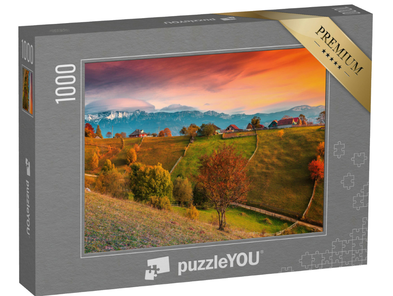 Puzzel 1000 stukjes „Herfstlandschap met bergen, Magura, Transsylvanië, Roemenië“