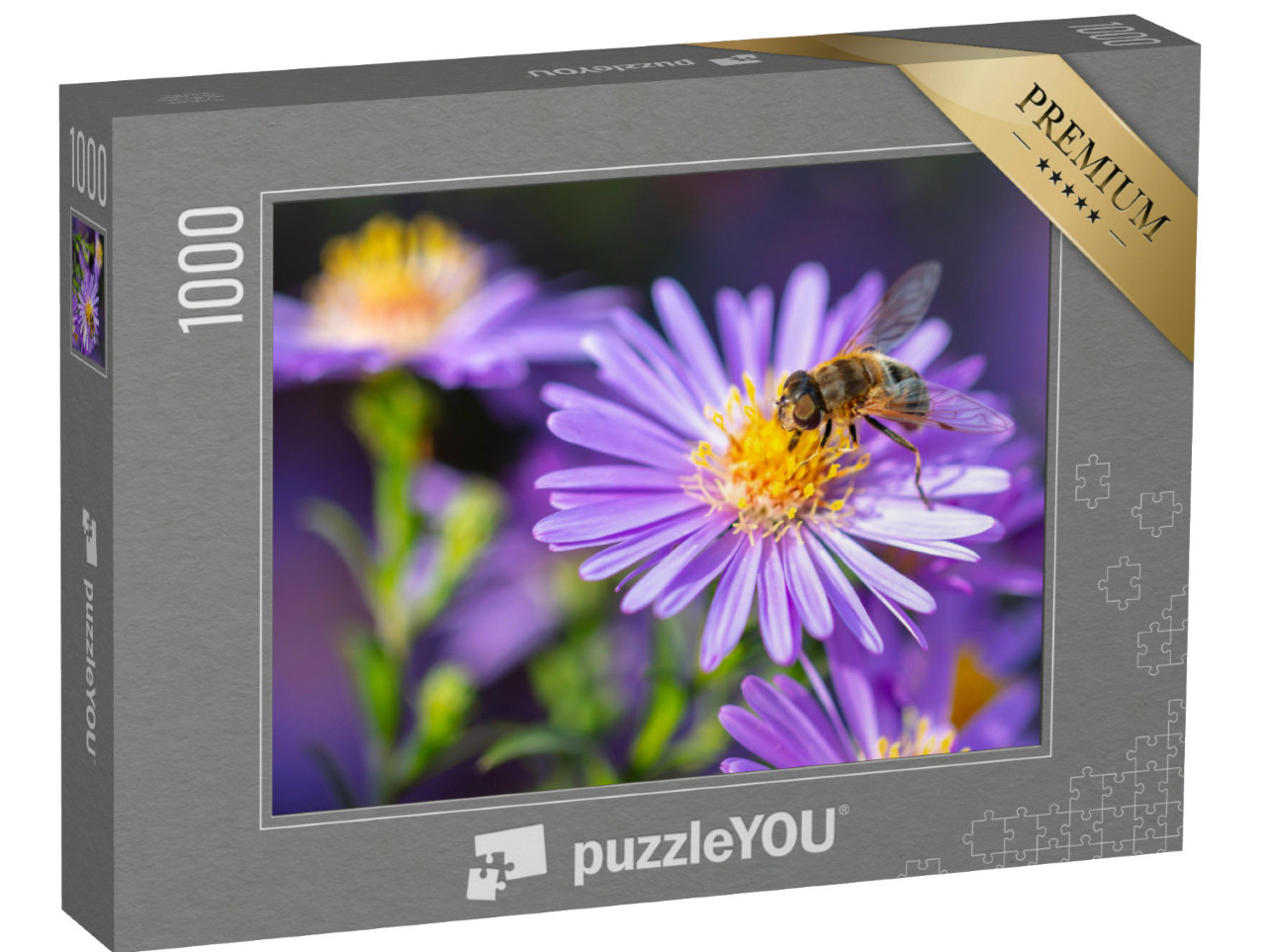 Puzzel 1000 stukjes „Bij op een paarse bloem“