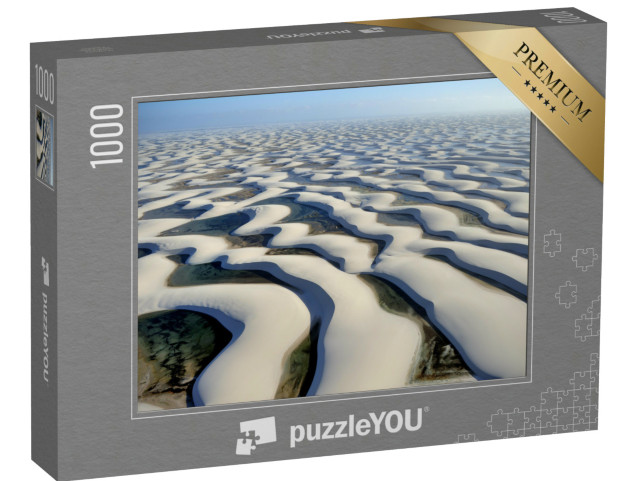 Puzzel 1000 stukjes „Luchtfoto van Nationaal Park Lencois Maranhenses, Brazilië“