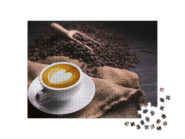 Puzzel 1000 stukjes „Kopje koffie met melkschuim hartje“